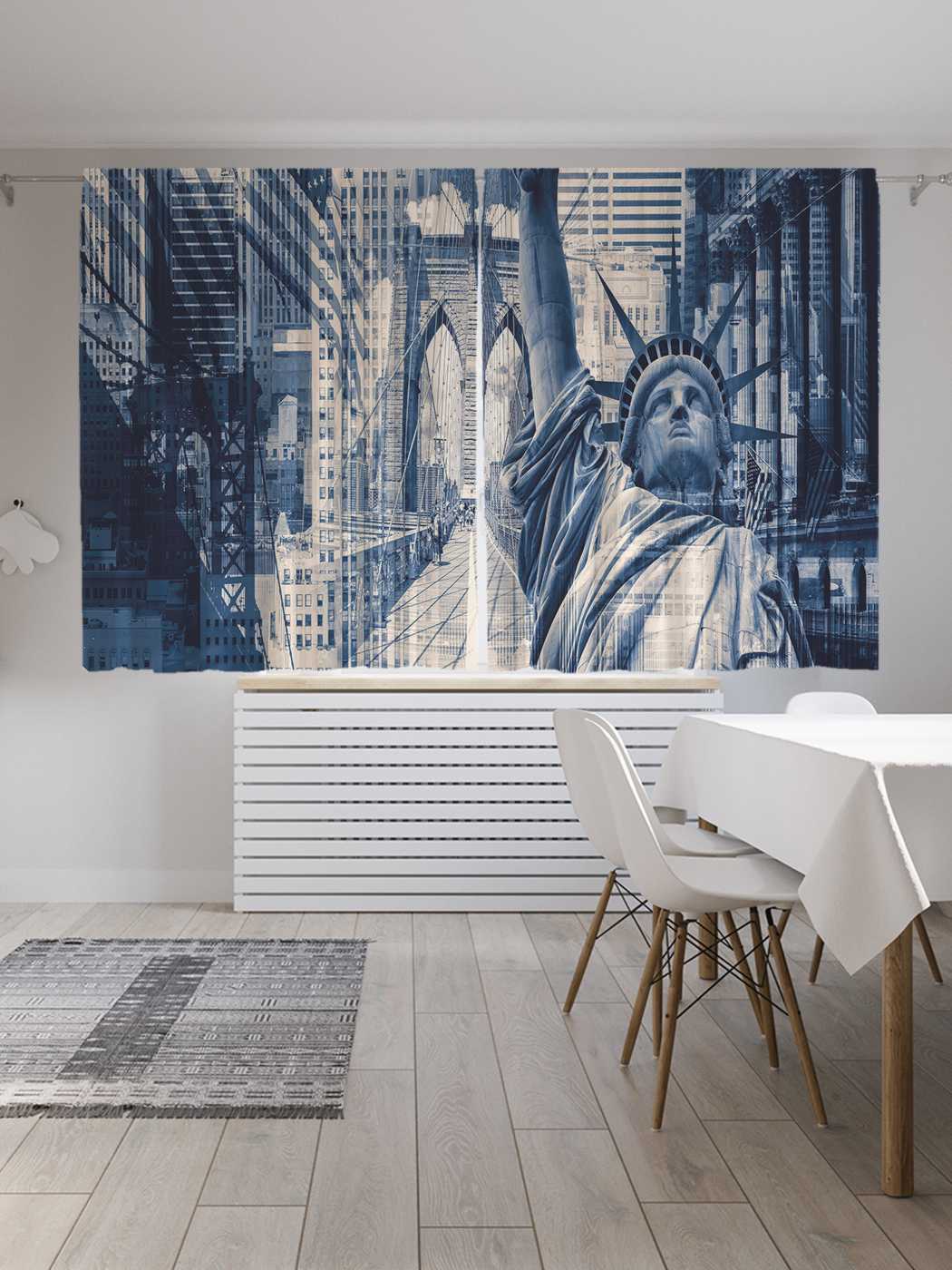 фото Шторы с фотопечатью joyarty "американские символы" из сатена, 290х180 см