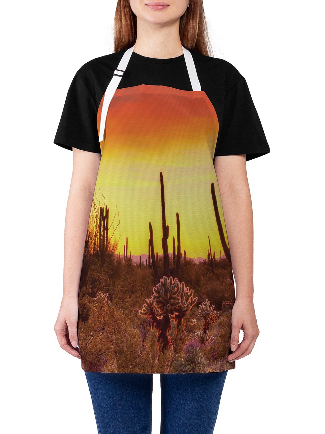 Фартук женский JoyArty для готовки "Закат возле кактусов", универсальный размер, Розовый 
Фартук женский JoyArty для готовки "Закат возле кактусов", универсальный размер, Розовый
