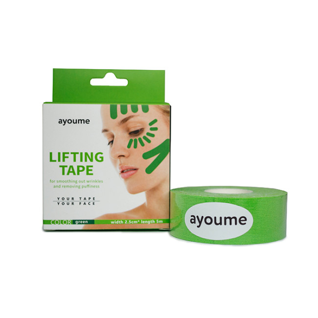 фото Кинезио тейп для подтяжки лица ayoume kinesiology tape roll 2,5см*5м зелёный