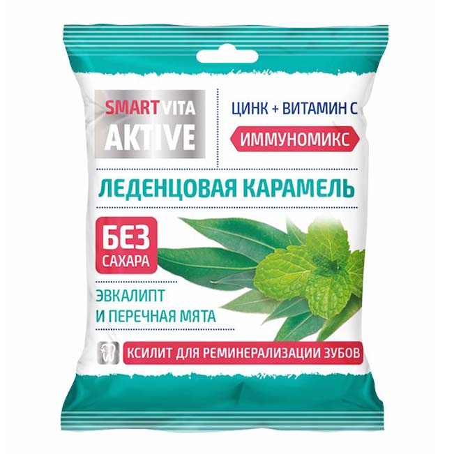 Карамель леденцовая Vita Aktive без сахара с цинком и витамином С со вкусом эвкалипта 60 г
Карамель леденцовая Vita Aktive без сахара с цинком и витамином С со вкусом эвкалипта 60 г