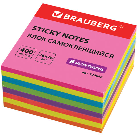 Блок самоклеящийся Brauberg, неоновый, 76х76 мм, 400 листов, 8 цветов, 126686, 2 шт, Разноцветный
Блок самоклеящийся Brauberg, неоновый, 76х76 мм, 400 листов, 8 цветов, 126686, 2 шт, Разноцветный