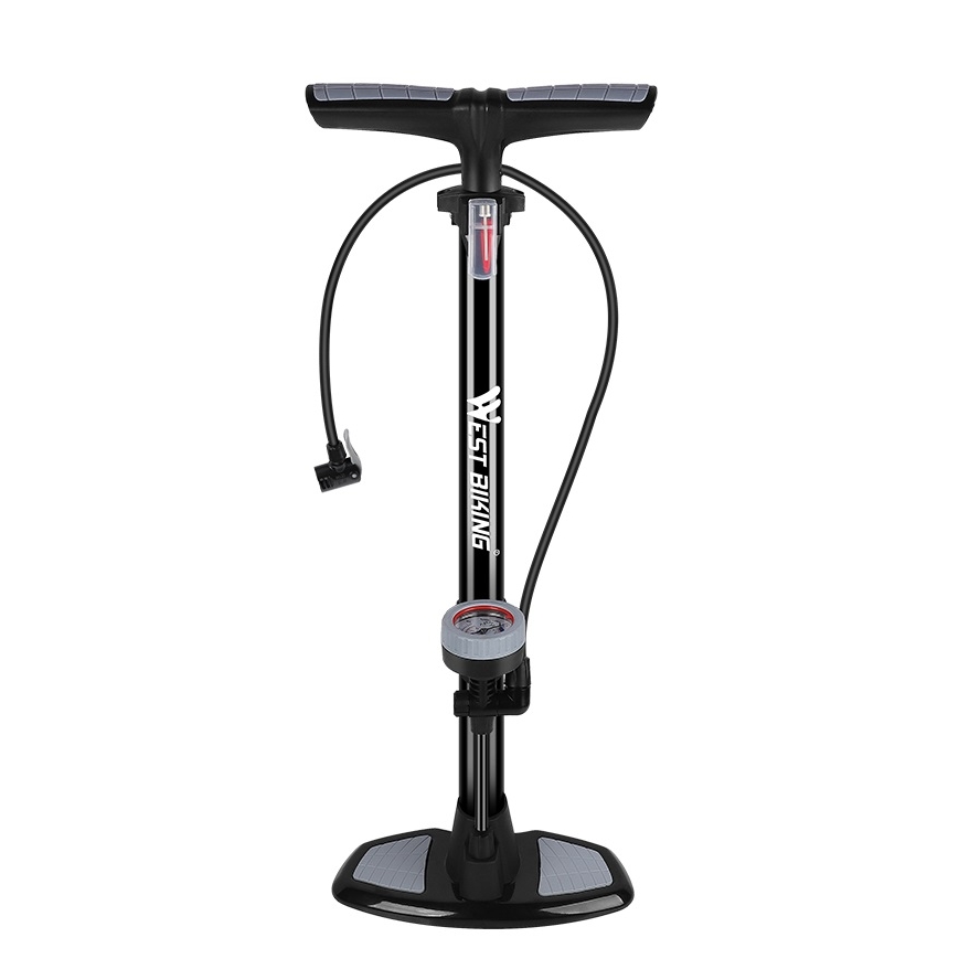 фото Насос велосипедный west biking, ручной, с манометром, 180 psi, yp0711073 ,черный