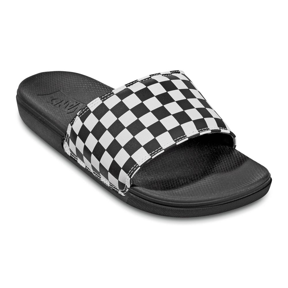 фото Шлепанцы мужские vans mn la costa slide-on (checkerboard) черные 8 uk