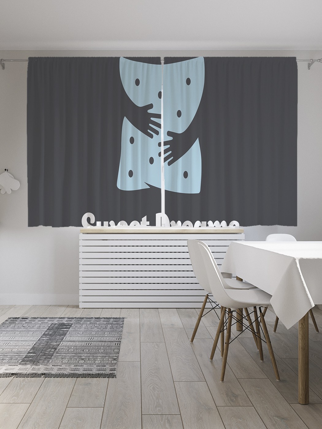 фото Шторы joyarty с фотопечатью "люблю спать сладких снов" из сатена, 290х180 см