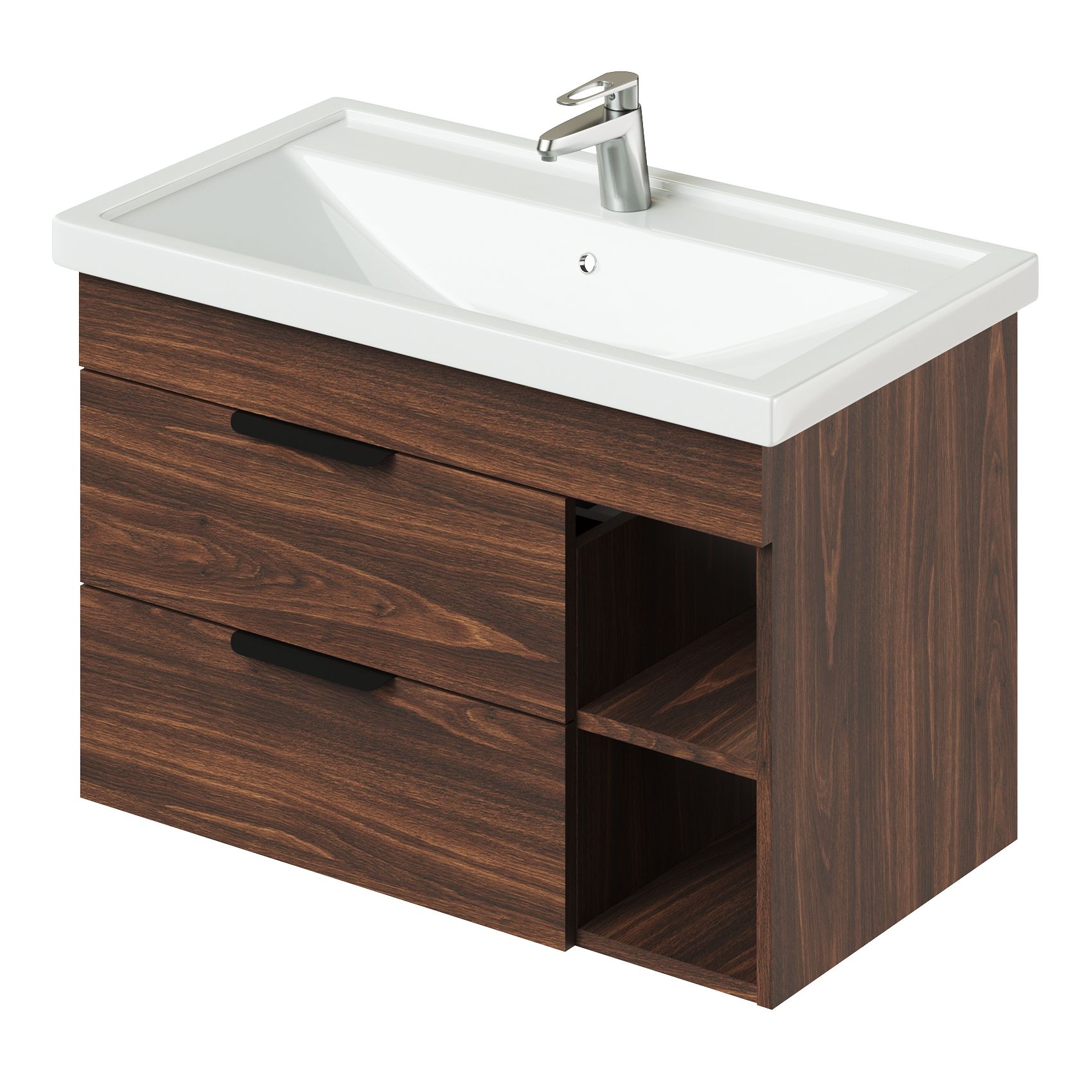 фото Тумба с раковиной подвесная левая ika alta 80 810х453х540 дуб бурбон