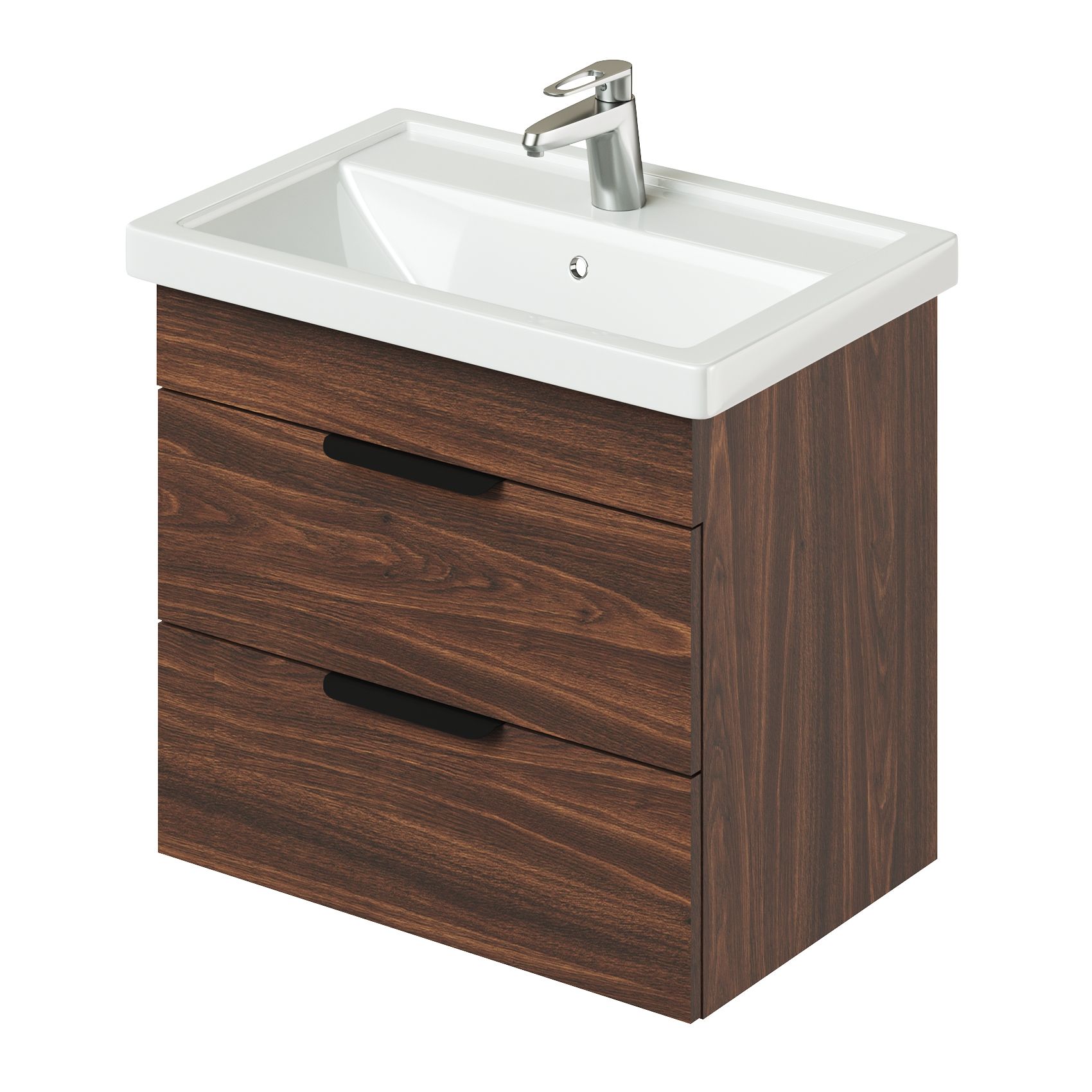 фото Тумба с раковиной подвесная ika alta 60 610х407х530 дуб бурбон