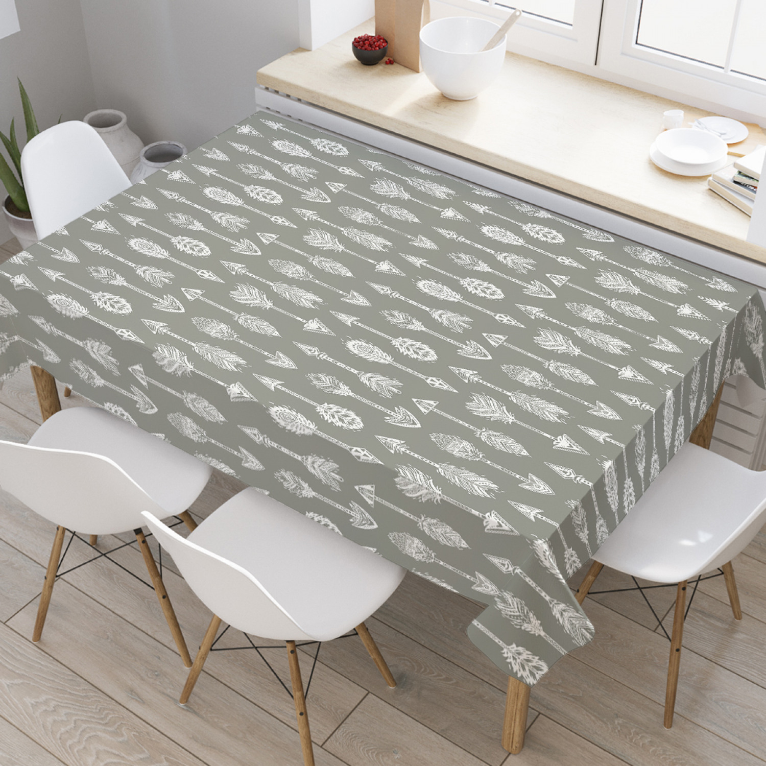 Скатерть прямоугольная на кухонный стол JoyArty "Этнические стрелы" из оксфорда, 180x145см, Серый, Этнические стрелы 
Скатерть прямоугольная на кухонный стол JoyArty "Этнические стрелы" из оксфорда, 180x145см, Серый, Этнические стрелы