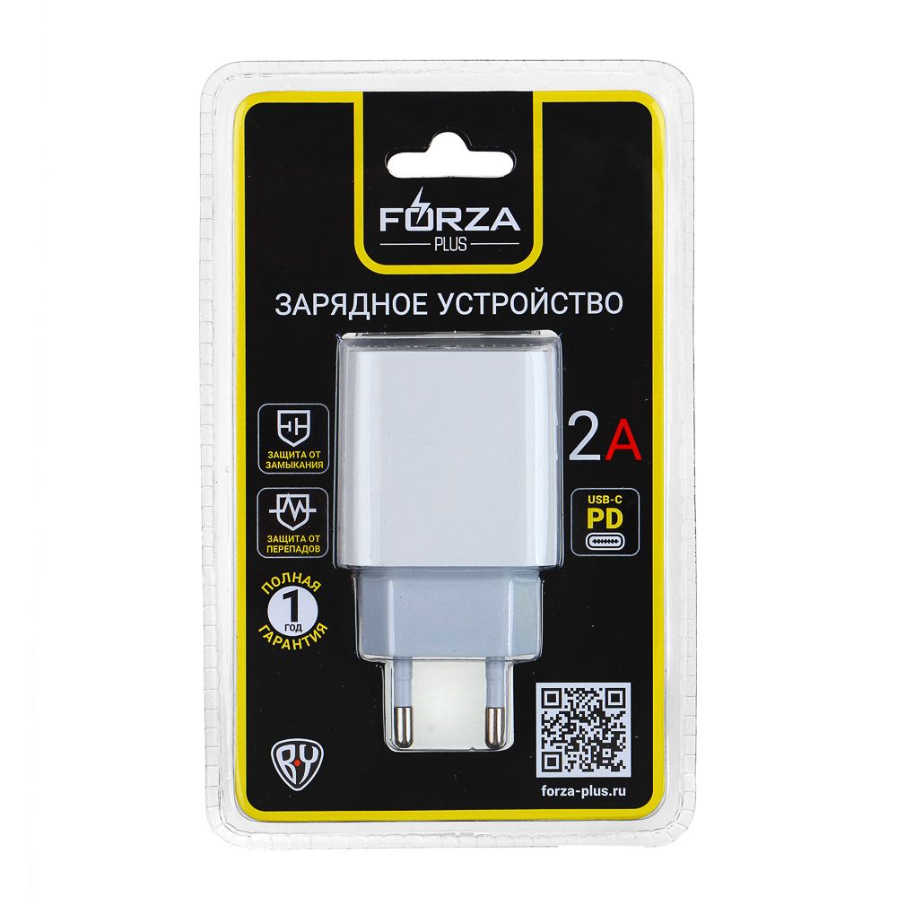Сетевое зарядное устройство FORZA Type-C, 2А, 5В, белый, 916-247 
Сетевое зарядное устройство FORZA Type-C, 2А, 5В, белый, 916-247