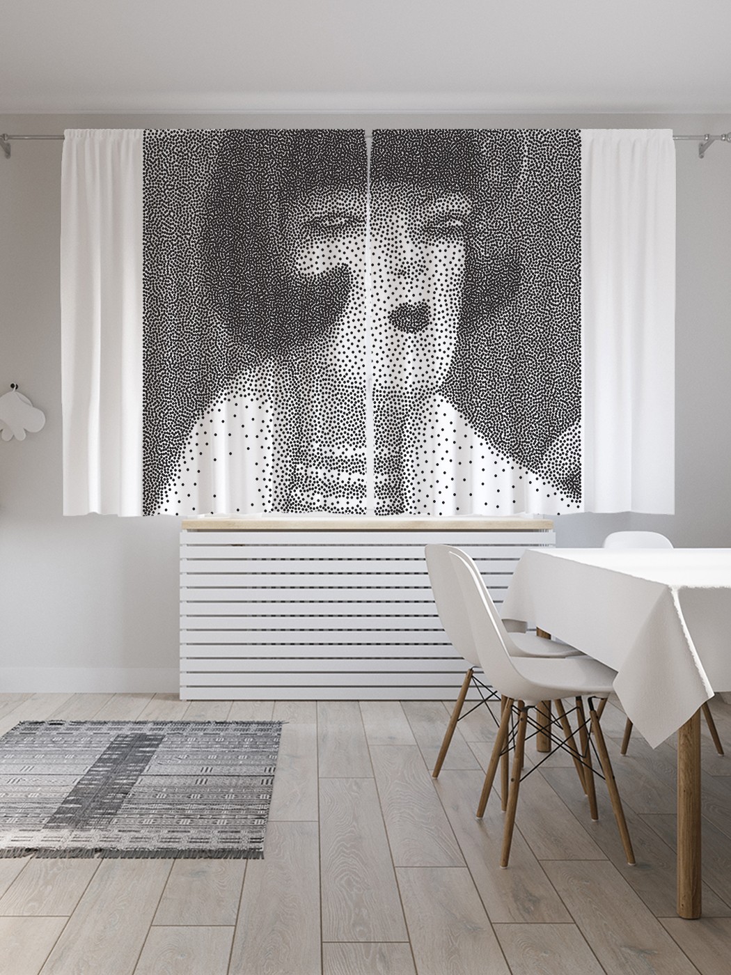 фото Шторы joyarty с фотопечатью "винтажная женщина" из сатена, 290х180 см