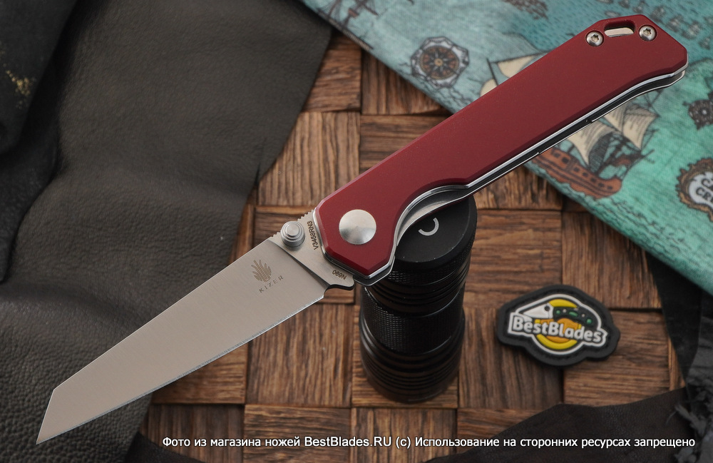фото Складной нож kizer knives begleiter mini сталь n690, красная микарта