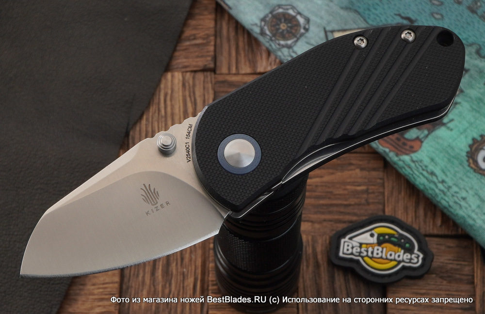 фото Складной нож kizer knives contrail сталь 154cm, черная g-10