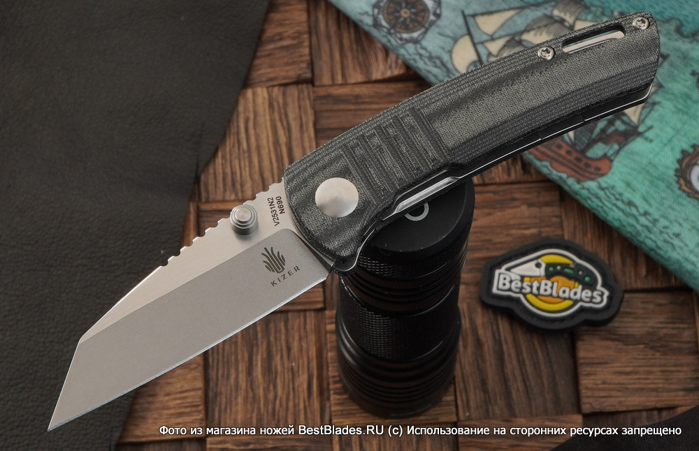фото Складной нож kizer knives shard сталь n690, микарта