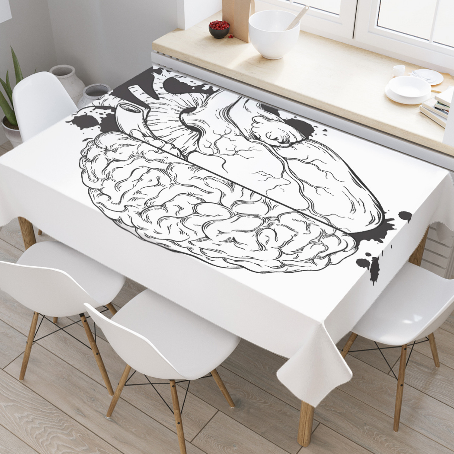 Скатерть прямоугольная на кухонный стол JoyArty "Мозг и сердце" из оксфорда, 180x145 см, Белый, Мозг и сердце 
Скатерть прямоугольная на кухонный стол JoyArty "Мозг и сердце" из оксфорда, 180x145 см, Белый, Мозг и сердце