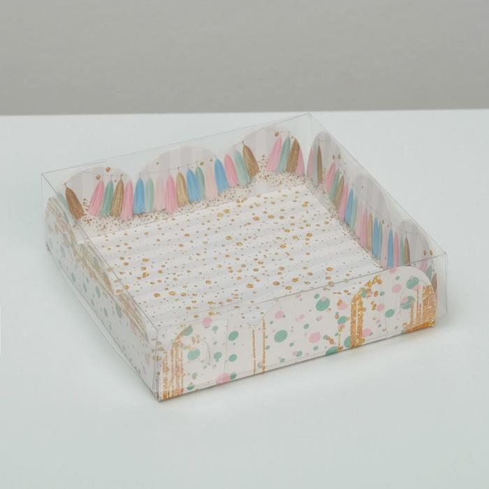 Коробка для кондитерских изделий с PVC-крышкой «Праздник!», 10,5 × 10,5 × 3 см, Коллекция упаковки "С днем рождения!"
Коробка для кондитерских изделий с PVC-крышкой «Праздник!», 10,5 × 10,5 × 3 см, Коллекция упаковки "С днем рождения!"