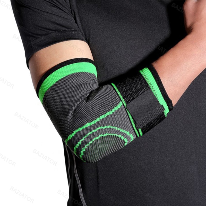 фото Компрессионный суппорт локтевого сустава для фиксации локтя rokea elbow support, зеленый baziator