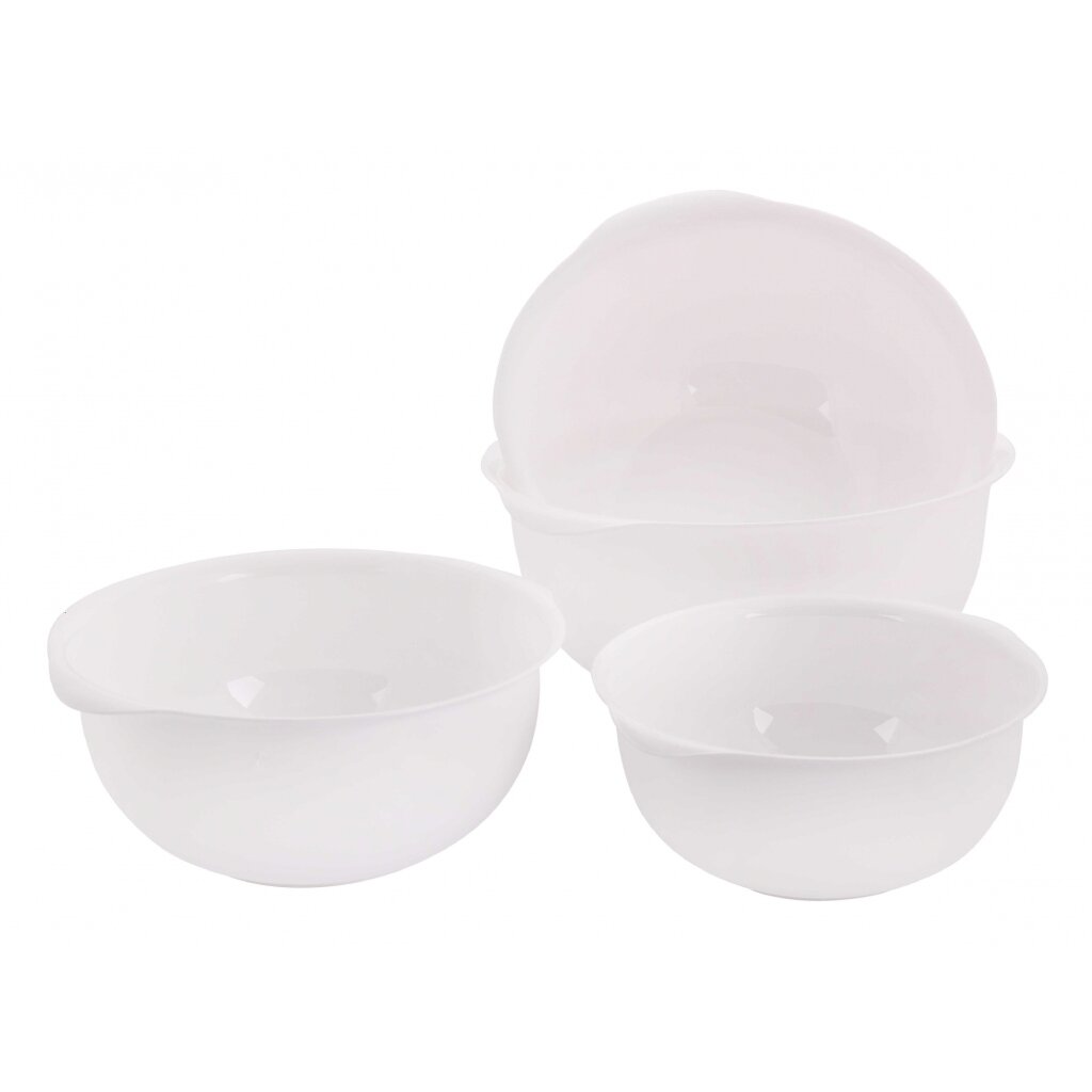 фото Миска пластик, круглая, 4 шт, 2, 3, 4, 5 л, альтернатива, м7683, белая