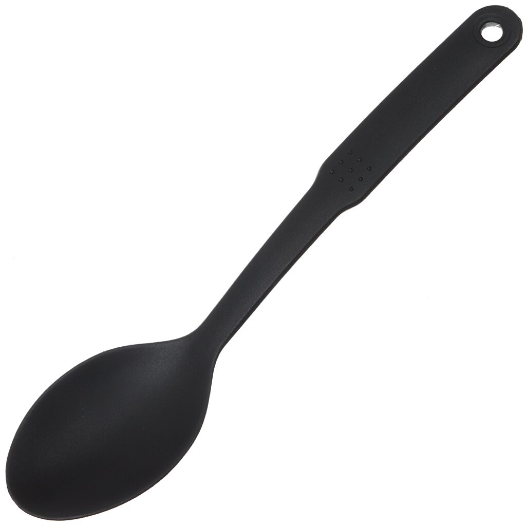 фото Ложка поварская пластик, навеска, черная, daniks, эконом, yw-kt017-6/h1010-10