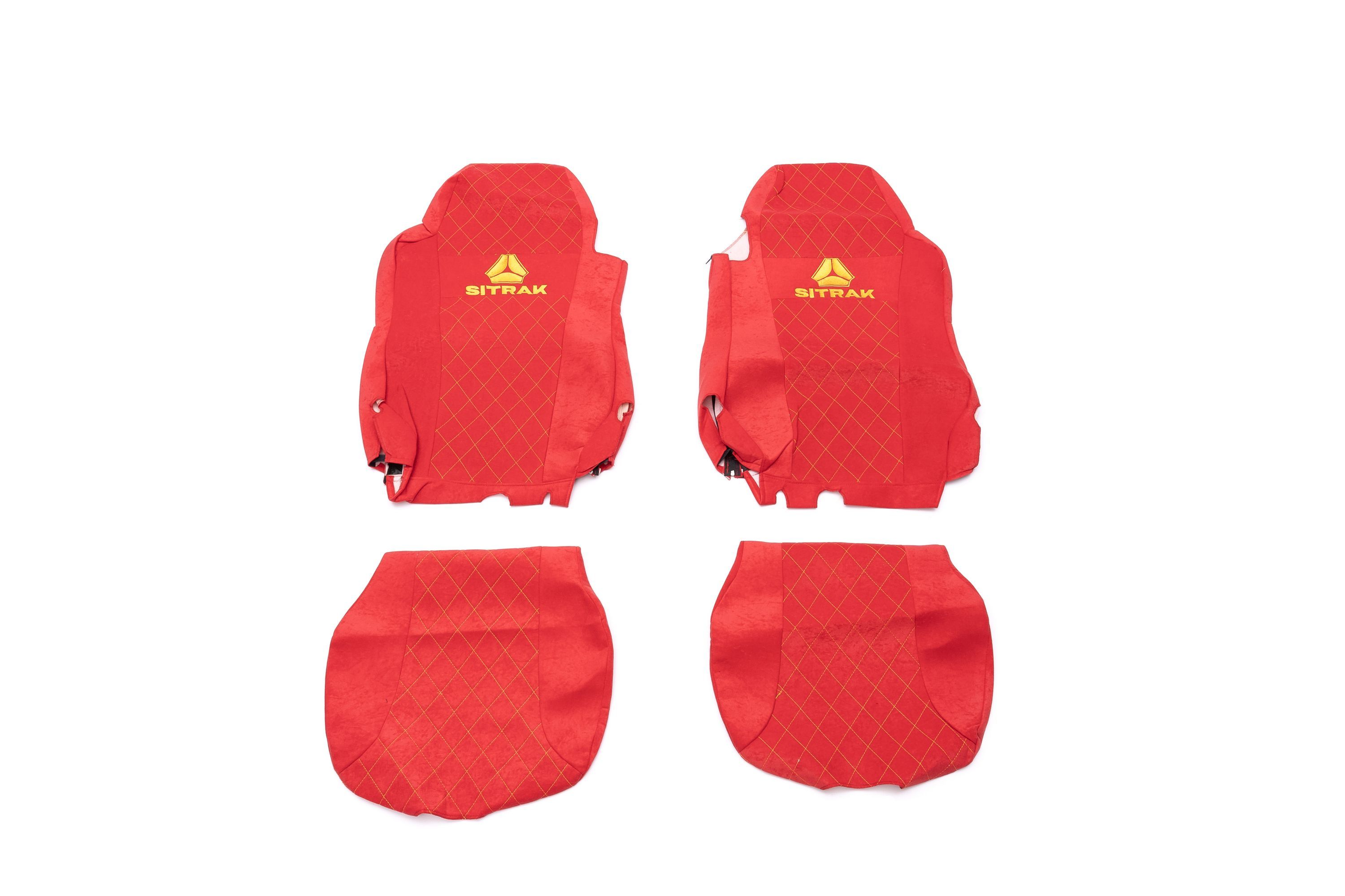 Чехлы на сиденья стеганые SITRAK G7 (2 ремня, 2 высоких сидения) Alicante Красные, Красный 
Чехлы на сиденья стеганые SITRAK G7 (2 ремня, 2 высоких сидения) Alicante Красные, Красный