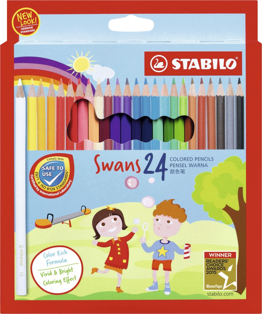 Набор цветных карандашей "Stabilo Swans", 24 цвета, Бежевый;белый;бирюзовый;бордовый;голубой;желтый;зеленый;коричневый;красный;оранжевый;розовый;серый;синий;фиолетовый;черный
Набор цветных карандашей "Stabilo Swans", 24 цвета, Бежевый;белый;бирюзовый;бордовый;голубой;желтый;зеленый;коричневый;красный;оранжевый;розовый;серый;синий;фиолетовый;черный