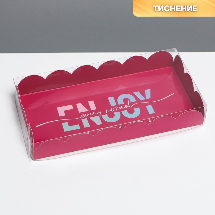 Коробка для кондитерских изделий голография с PVC крышкой «Enjoy», 10,5 × 21 × 3 см, Коллекция упаковки "Послание"
Коробка для кондитерских изделий голография с PVC крышкой «Enjoy», 10,5 × 21 × 3 см, Коллекция упаковки "Послание"