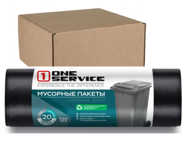 Пакеты для мусора ONE Service PRO Service 120л Черные 20шт х 30 коробка рулонов, 14410191(16118120)/К30
Пакеты для мусора ONE Service PRO Service 120л Черные 20шт х 30 коробка рулонов, 14410191(16118120)/К30