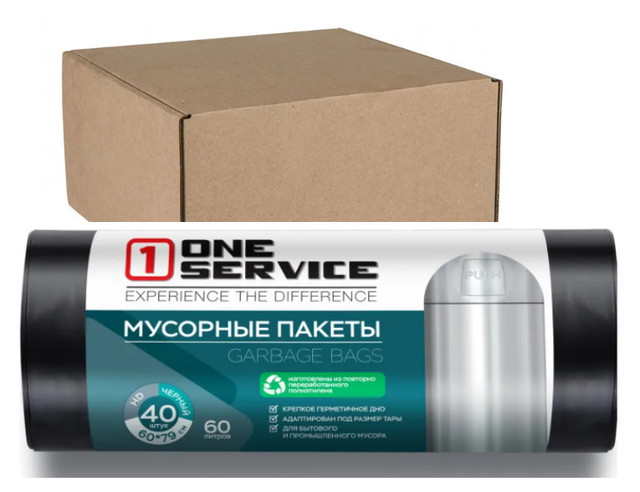 Пакеты для мусора ONE Service PRO Service 60л Черные 40шт х 25 коробка рулонов, 14410184(16117920)/К25
Пакеты для мусора ONE Service PRO Service 60л Черные 40шт х 25 коробка рулонов, 14410184(16117920)/К25