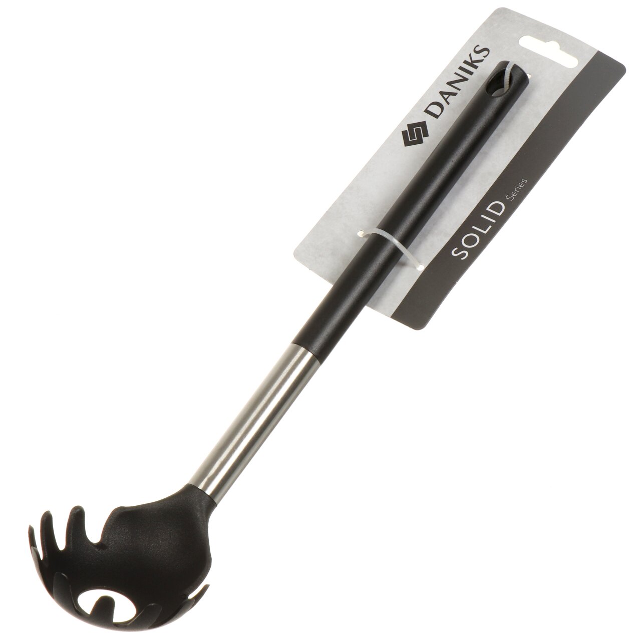 фото Ложка для спагетти нейлон пластиковая ручка черная daniks солид ja20200420-5