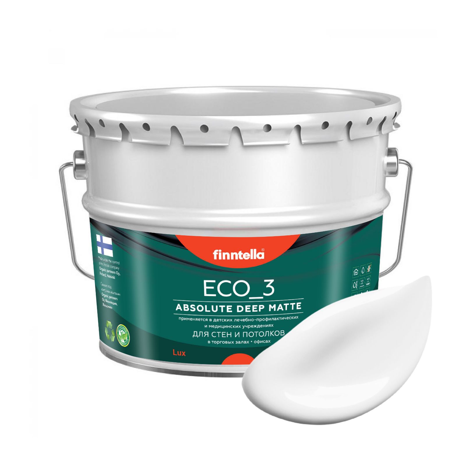 Краска интерьерная глубокоматовая ECO_3 wash and clean FINNTELLA моющаяся, LUMI белый, 9л, матовая для стен моющаяся ECO 3, для обоев под покраску
Краска интерьерная глубокоматовая ECO_3 wash and clean FINNTELLA моющаяся, LUMI белый, 9л, матовая для стен моющаяся ECO 3, для обоев под покраску