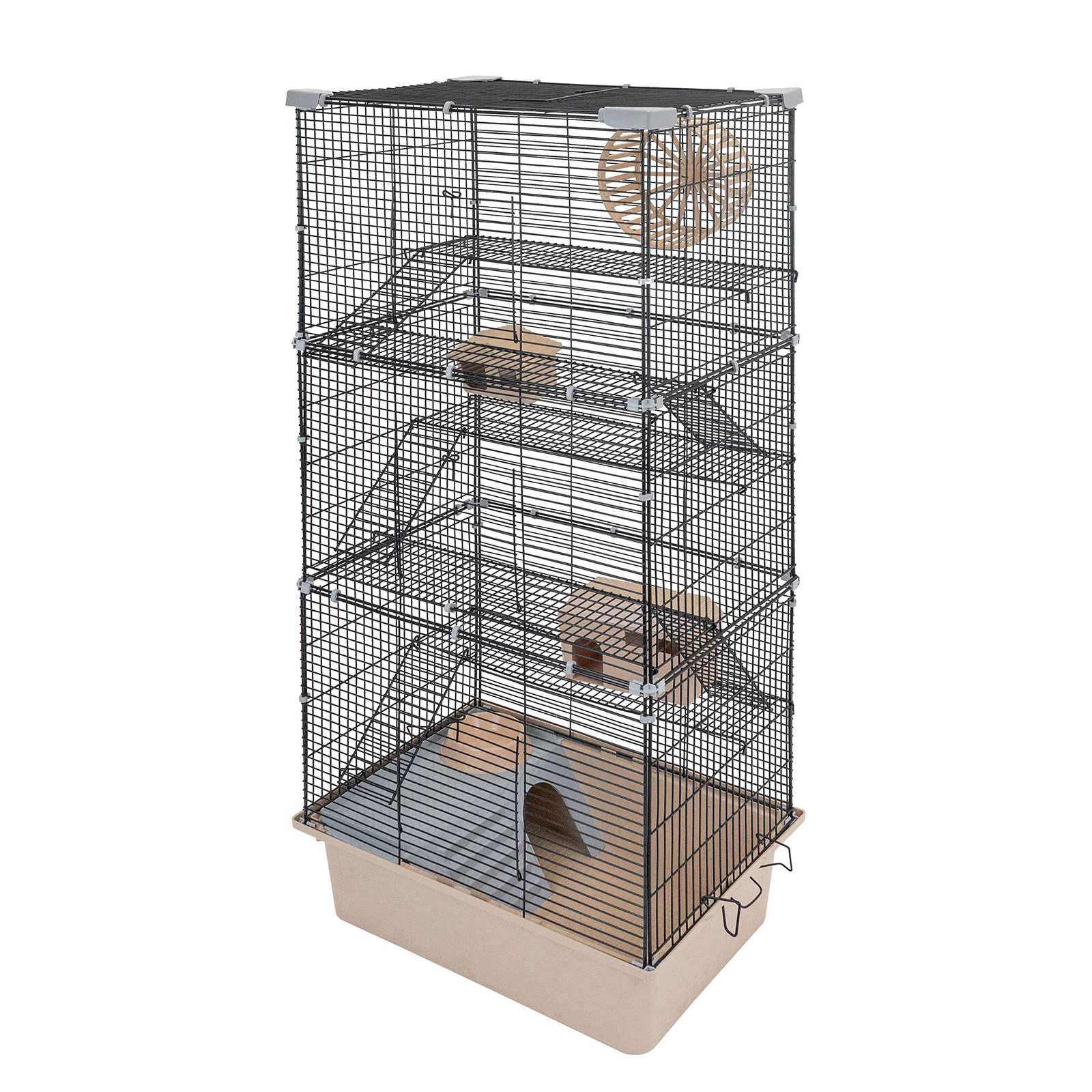 Клетка для грызунов PetTails разборная, 2 дома, миска, колесо, бежевый, металл, 42х30х95см
Клетка для грызунов PetTails разборная, 2 дома, миска, колесо, бежевый, металл, 42х30х95см