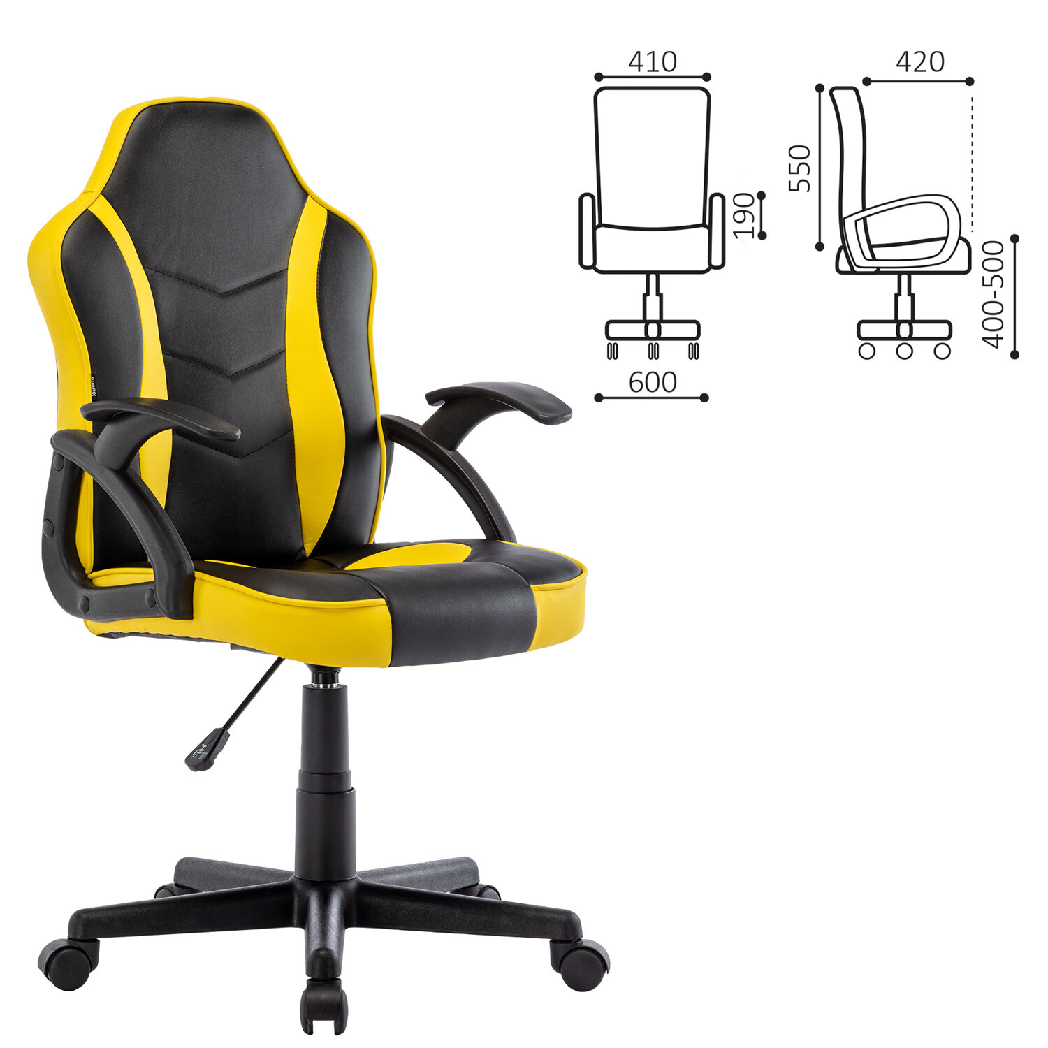 Кресло компьютерное BRABIX "Shark GM-203", экокожа, черное/желтое, 532514, Разноцветный
Кресло компьютерное BRABIX "Shark GM-203", экокожа, черное/желтое, 532514, Разноцветный
