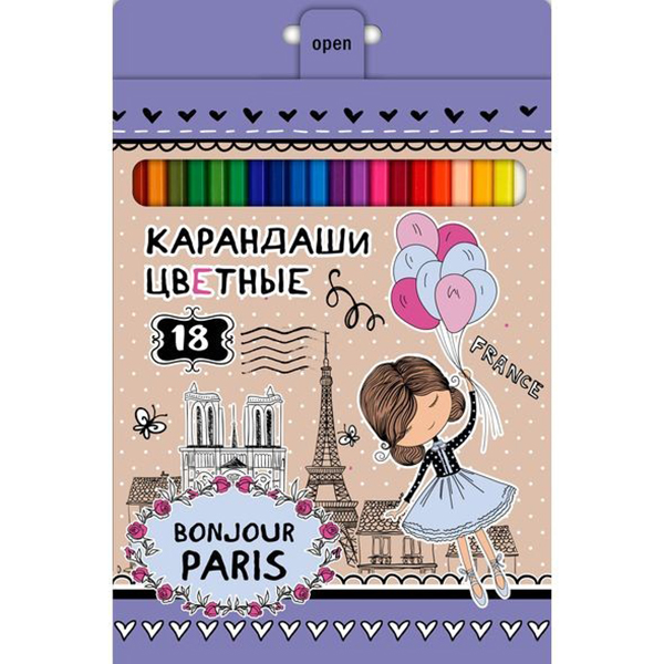 Карандаши цветные "Bonjour Paris", 18 цветов, Бежевый;белый;бирюзовый;бордовый;голубой;желтый;зеленый;коричневый;красный;оранжевый;розовый;серый;синий;фиолетовый;черный
Карандаши цветные "Bonjour Paris", 18 цветов, Бежевый;белый;бирюзовый;бордовый;голубой;желтый;зеленый;коричневый;красный;оранжевый;розовый;серый;синий;фиолетовый;черный