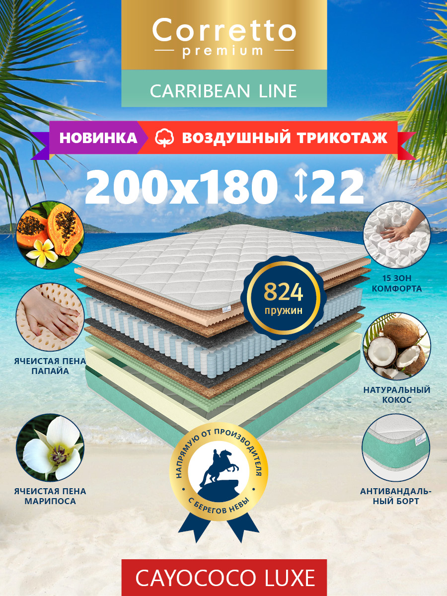 Матрас пружинный ортопедический Corretto Cayococo Luxe на кровать 200х180 см, Белый;голубой, Cayococo Luxe
Матрас пружинный ортопедический Corretto Cayococo Luxe на кровать 200х180 см, Белый;голубой, Cayococo Luxe