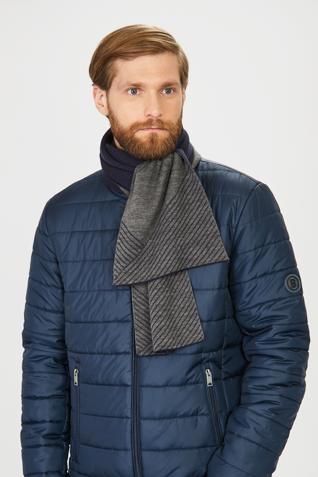фото Шарф мужской baon b851503 deep navy-grey