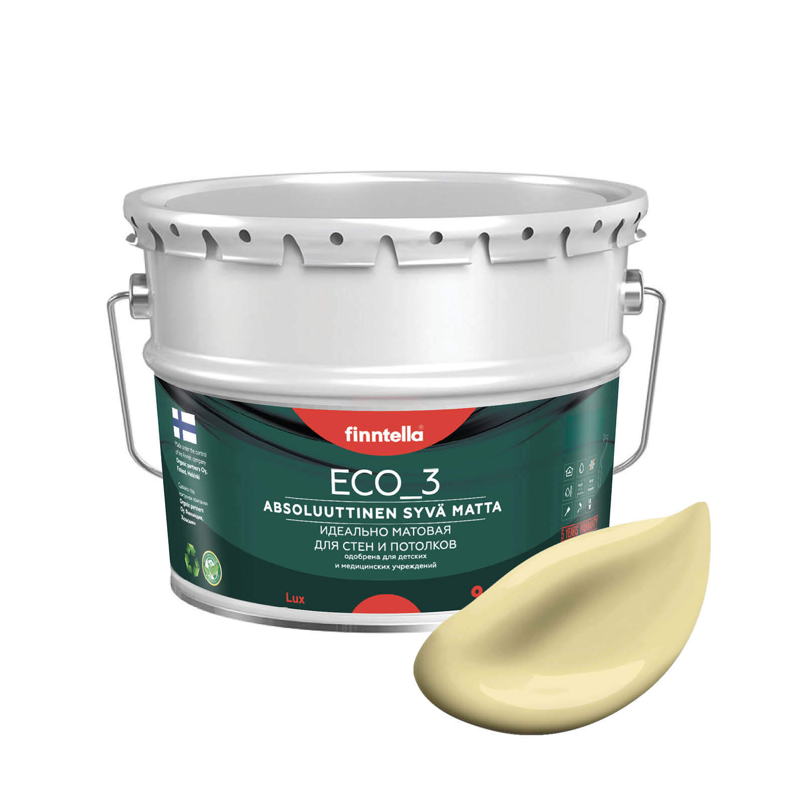 Краска интерьерная глубокоматовая ECO_3 wash and clean FINNTELLA моющаяся, цвет HIRSSI, 9л, Желтый, матовая для стен моющаяся ECO 3, для обоев под покраску
Краска интерьерная глубокоматовая ECO_3 wash and clean FINNTELLA моющаяся, цвет HIRSSI, 9л, Желтый, матовая для стен моющаяся ECO 3, для обоев под покраску