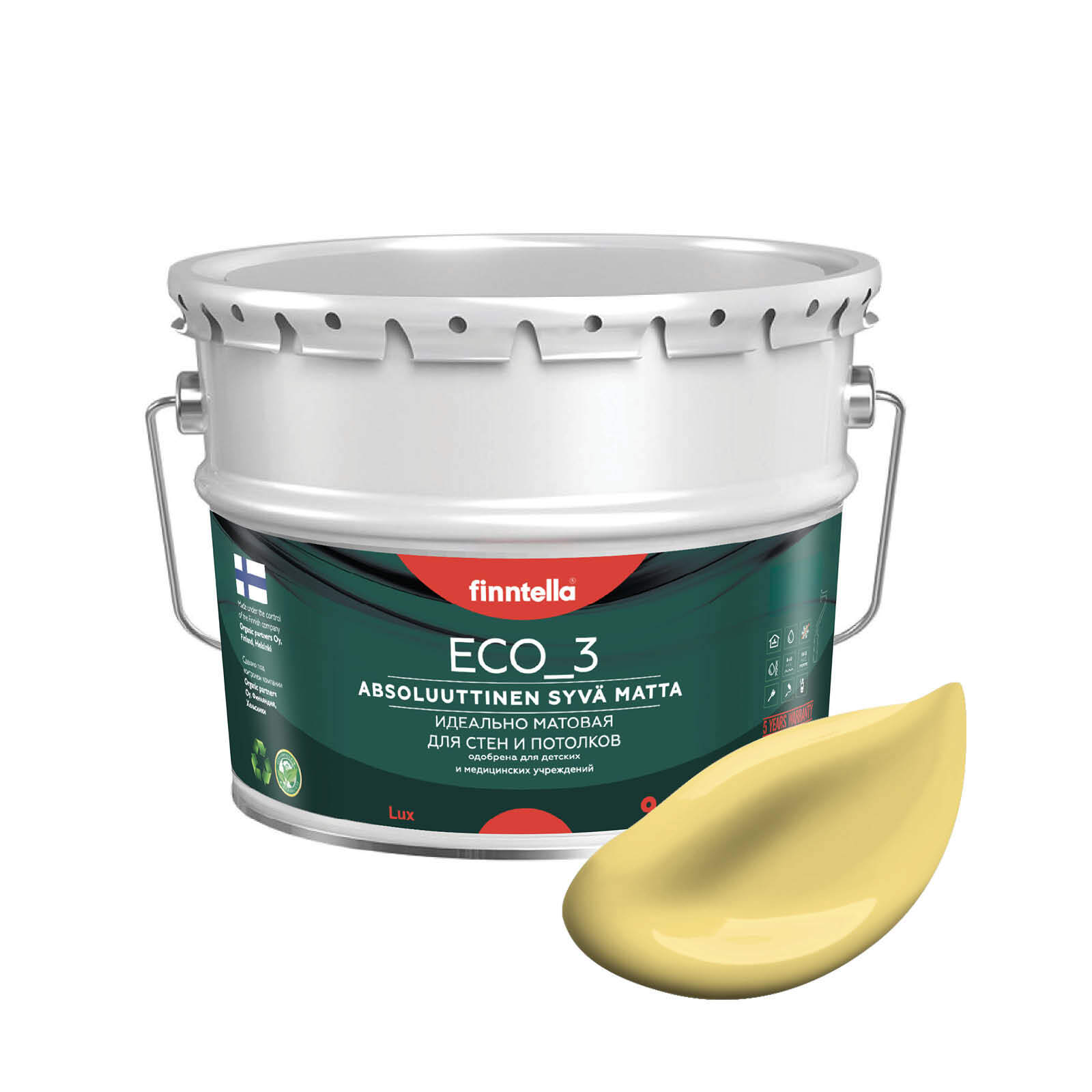 Краска интерьерная глубокоматовая ECO_3 wash and clean FINNTELLA моющаяся, цвет MAISSI, 9л, Желтый, матовая для стен моющаяся ECO 3, для обоев под покраску
Краска интерьерная глубокоматовая ECO_3 wash and clean FINNTELLA моющаяся, цвет MAISSI, 9л, Желтый, матовая для стен моющаяся ECO 3, для обоев под покраску