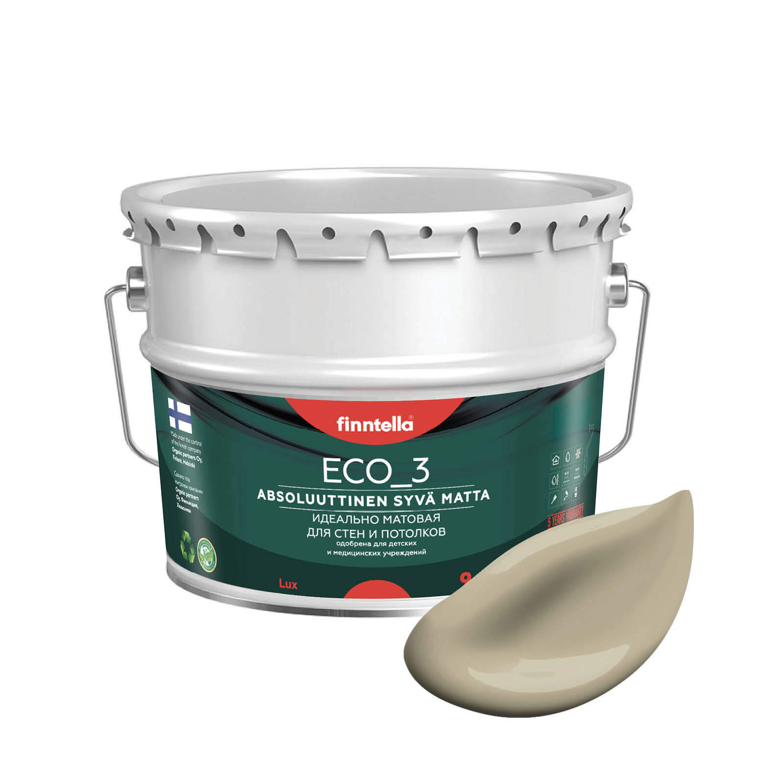 Краска интерьерная глубокоматовая ECO_3 wash and clean FINNTELLA моющаяся, цвет VUORI, 9л, Бежевый, матовая для стен моющаяся ECO 3, для обоев под покраску
Краска интерьерная глубокоматовая ECO_3 wash and clean FINNTELLA моющаяся, цвет VUORI, 9л, Бежевый, матовая для стен моющаяся ECO 3, для обоев под покраску