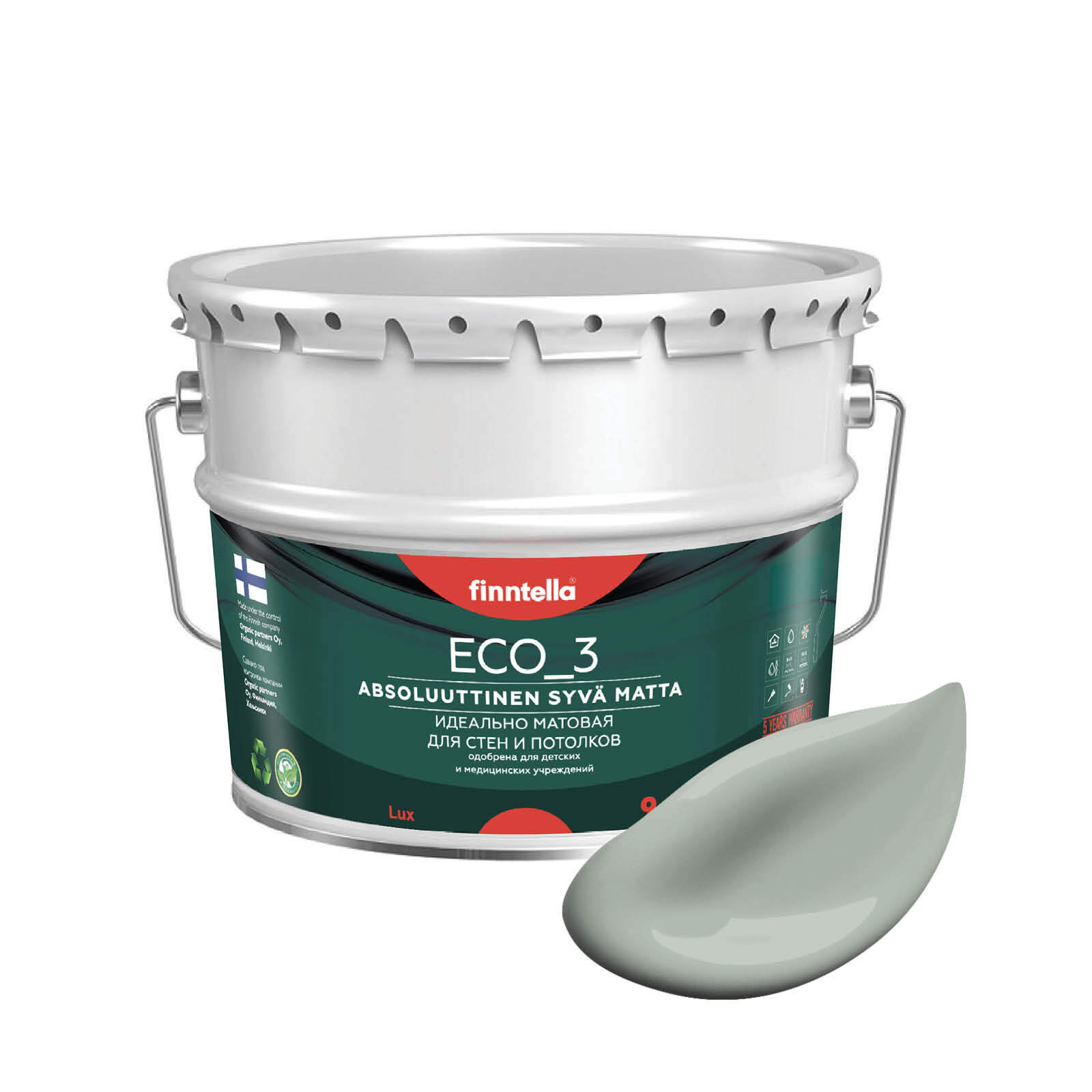 Краска интерьерная глубокоматовая ECO_3 wash and clean FINNTELLA моющаяся, цвет PОLY, 9л, Зеленый, матовая для стен моющаяся ECO 3, для обоев под покраску
Краска интерьерная глубокоматовая ECO_3 wash and clean FINNTELLA моющаяся, цвет PОLY, 9л, Зеленый, матовая для стен моющаяся ECO 3, для обоев под покраску
