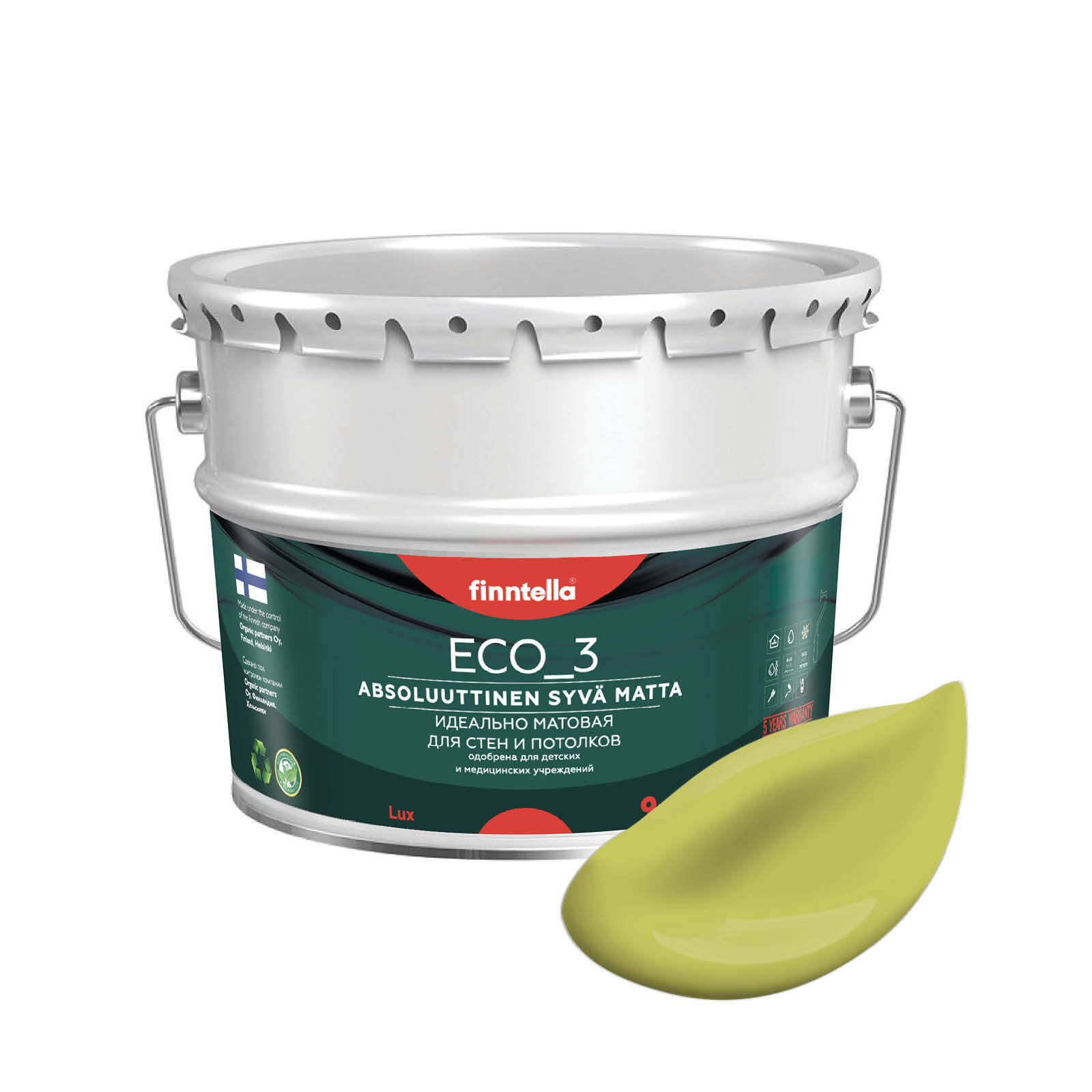 Краска интерьерная глубокоматовая ECO_3 wash and clean FINNTELLA моющаяся, цвет LАHTEE, 9л, Зеленый, матовая для стен моющаяся ECO 3, для обоев под покраску
Краска интерьерная глубокоматовая ECO_3 wash and clean FINNTELLA моющаяся, цвет LАHTEE, 9л, Зеленый, матовая для стен моющаяся ECO 3, для обоев под покраску
