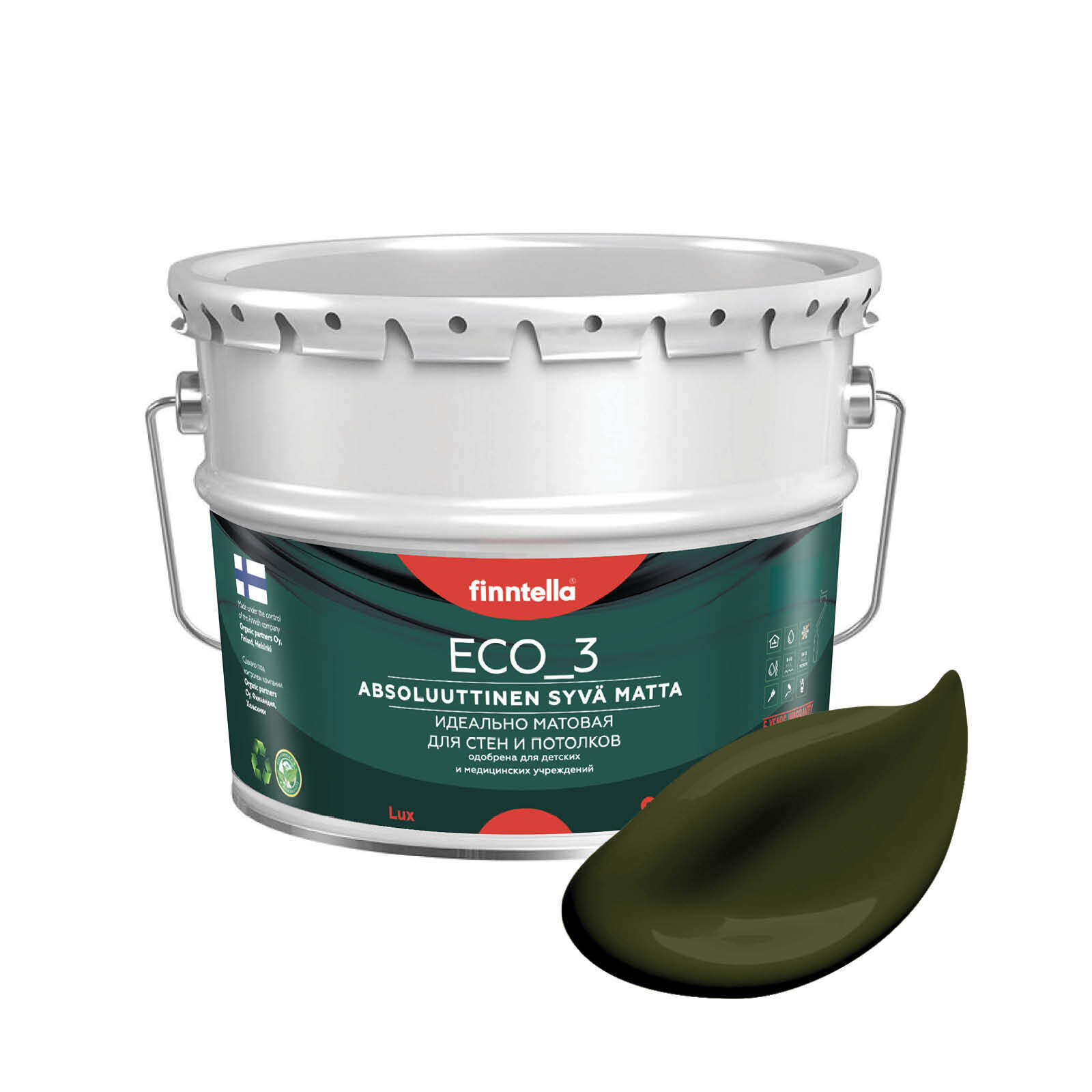 Краска интерьерная глубокоматовая ECO_3 wash and clean FINNTELLA моющаяся, цвет KOMBU, 9л, Зеленый, матовая для стен моющаяся ECO 3, для обоев под покраску
Краска интерьерная глубокоматовая ECO_3 wash and clean FINNTELLA моющаяся, цвет KOMBU, 9л, Зеленый, матовая для стен моющаяся ECO 3, для обоев под покраску