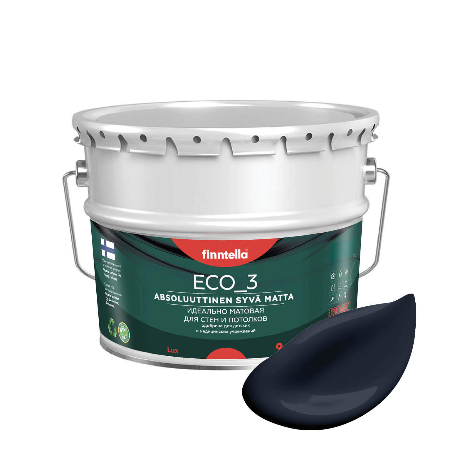 Краска интерьерная глубокоматовая ECO_3 wash and clean FINNTELLA моющаяся, цвет NEVY, 9л, Синий, матовая для стен моющаяся ECO 3, для обоев под покраску
Краска интерьерная глубокоматовая ECO_3 wash and clean FINNTELLA моющаяся, цвет NEVY, 9л, Синий, матовая для стен моющаяся ECO 3, для обоев под покраску