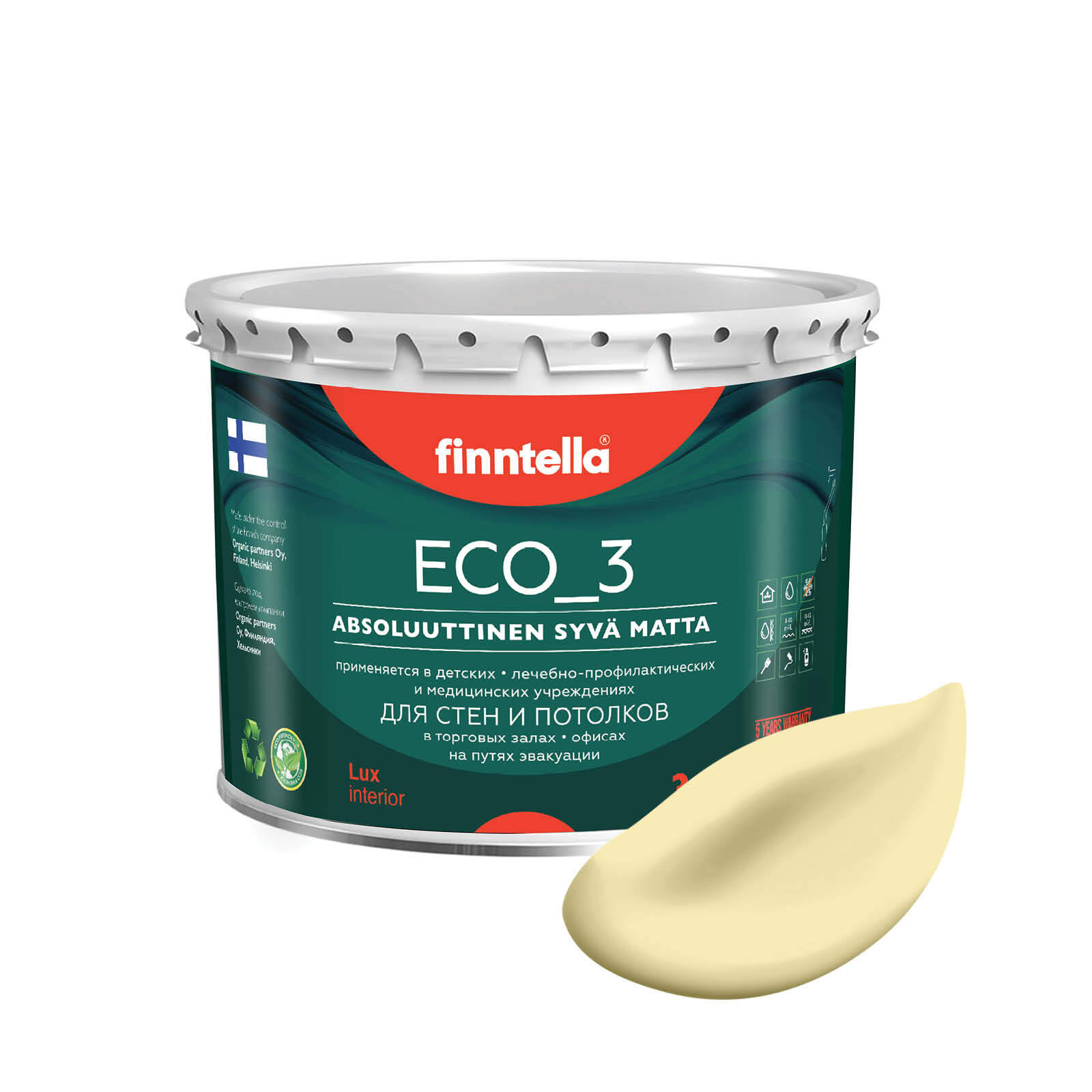 Краска интерьерная глубокоматовая ECO_3 wash and clean FINNTELLA моющаяся, цвет SАDE, 2,7л, Желтый, матовая для стен моющаяся ECO 3, для обоев под покраску
Краска интерьерная глубокоматовая ECO_3 wash and clean FINNTELLA моющаяся, цвет SАDE, 2,7л, Желтый, матовая для стен моющаяся ECO 3, для обоев под покраску