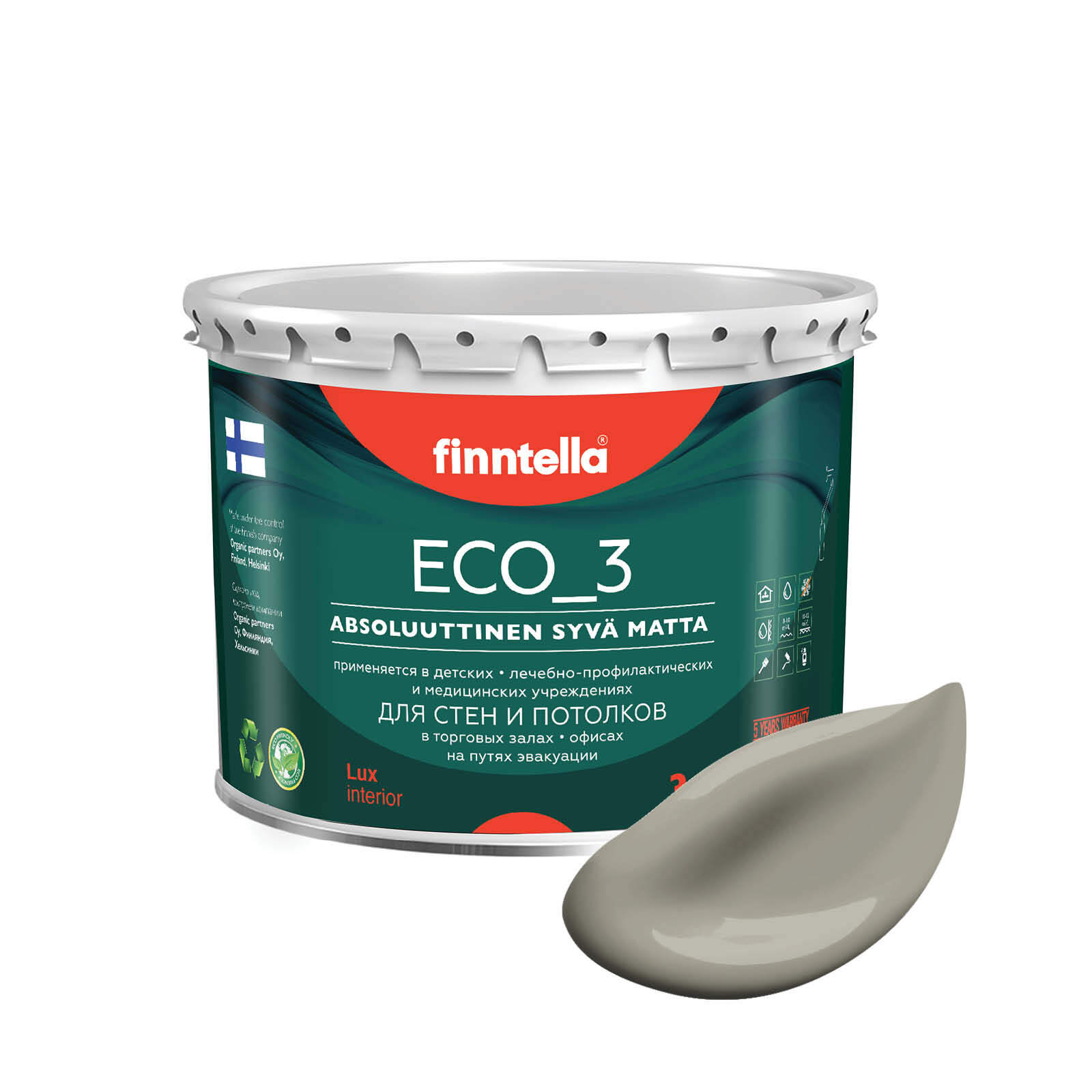 Краска интерьерная глубокоматовая ECO_3 wash and clean FINNTELLA моющаяся, цвет GALIOTIS,, Серый, матовая для стен моющаяся ECO 3, для обоев под покраску
Краска интерьерная глубокоматовая ECO_3 wash and clean FINNTELLA моющаяся, цвет GALIOTIS,, Серый, матовая для стен моющаяся ECO 3, для обоев под покраску