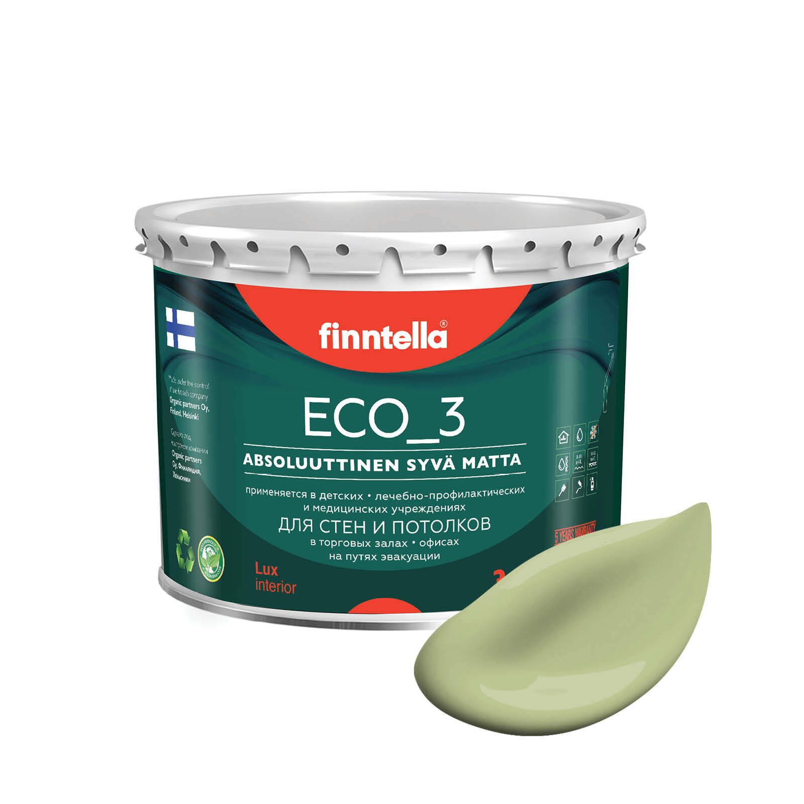 Краска интерьерная глубокоматовая ECO_3 wash and clean FINNTELLA моющаяся, цвет VIHREА TEE, Зеленый, матовая для стен моющаяся ECO 3, для обоев под покраску
Краска интерьерная глубокоматовая ECO_3 wash and clean FINNTELLA моющаяся, цвет VIHREА TEE, Зеленый, матовая для стен моющаяся ECO 3, для обоев под покраску