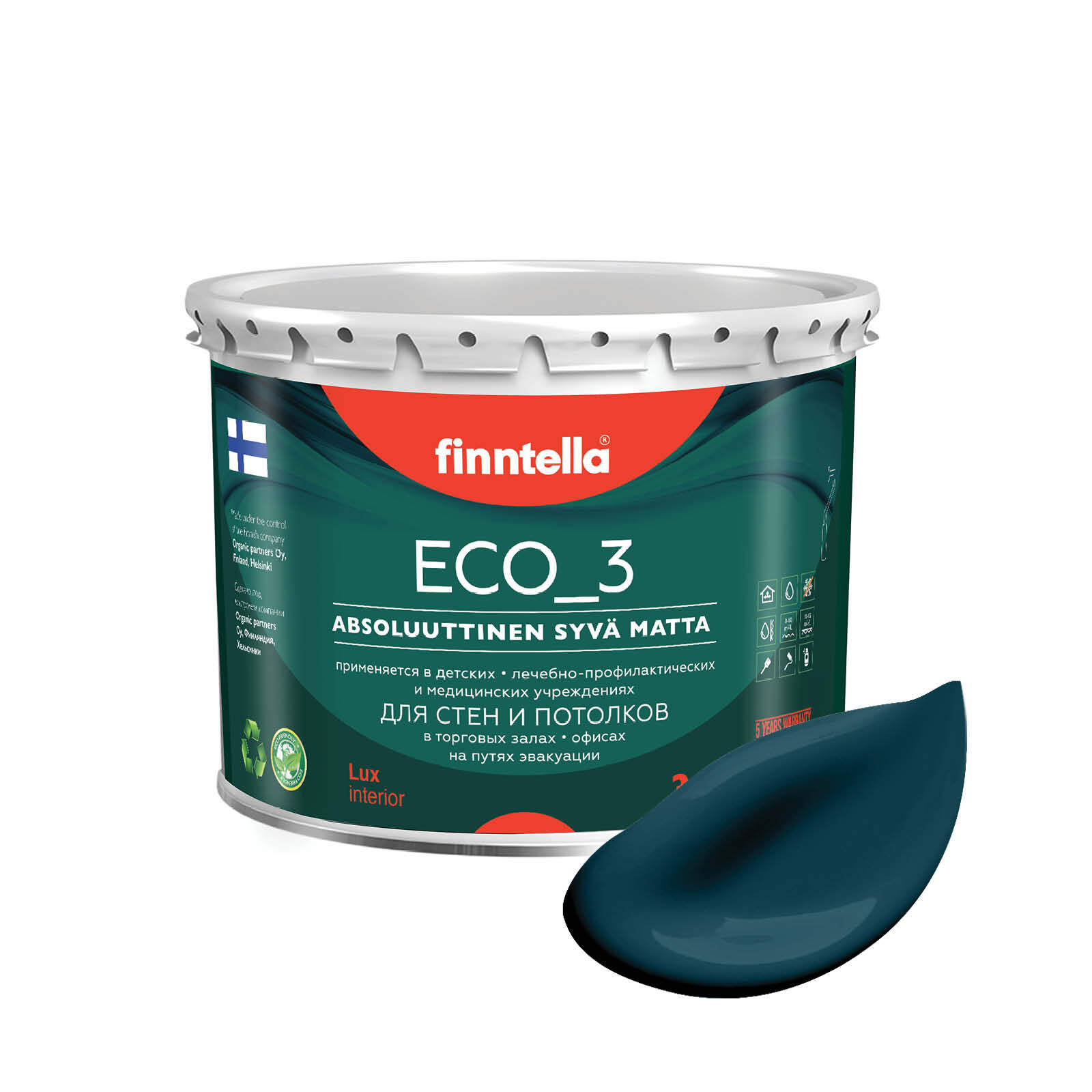 Краска интерьерная глубокоматовая ECO_3 wash and clean FINNTELLA моющаяся, цвет VALTAMERI,, Зеленый, матовая для стен моющаяся ECO 3, для обоев под покраску
Краска интерьерная глубокоматовая ECO_3 wash and clean FINNTELLA моющаяся, цвет VALTAMERI,, Зеленый, матовая для стен моющаяся ECO 3, для обоев под покраску