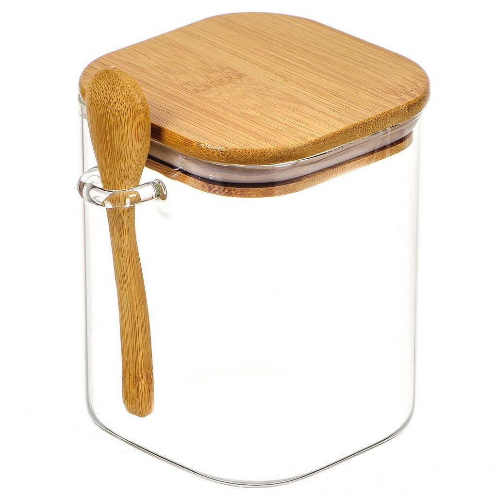 фото Банка для сыпучих продуктов, стекло, 0.8 л, с крышкой, с ложкой, y4-5047 nobrand