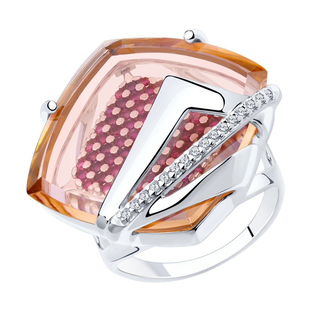фото Кольцо из серебра с ситаллом р. 18 diamant 94-310-00494-3