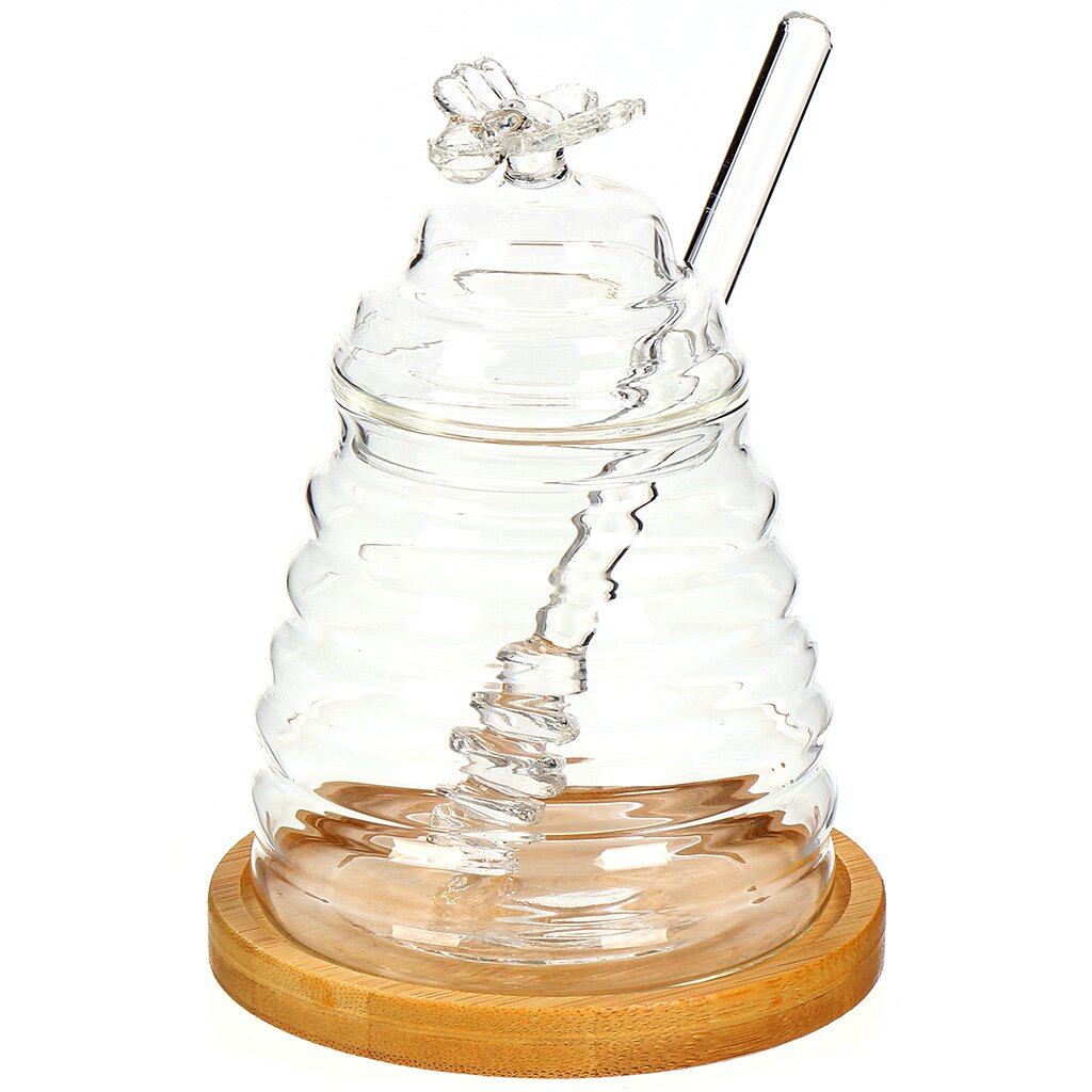 фото Банка для меда, стекло, 0.26 л, 12 см, с крышкой, с ложкой, y4-6541 nobrand