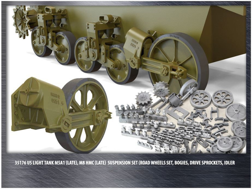 Набор Miniarm 1/35 Стюарт US light tank M5A1 поздний , M8 HMC поздний , подвески 35176
Набор Miniarm 1/35 Стюарт US light tank M5A1 поздний , M8 HMC поздний , подвески 35176