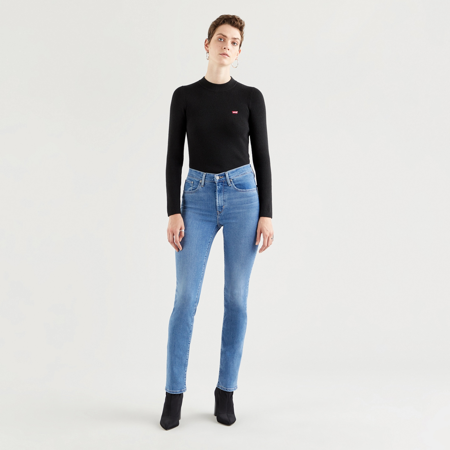фото Джинсы женские levi's 724 high rise straight голубые 33/32