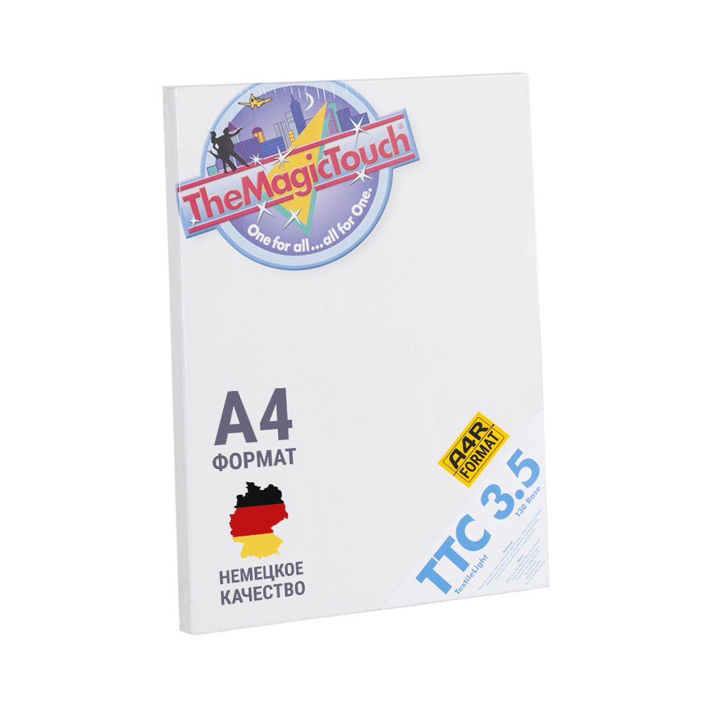 Термотрансферная бумага TheMagicTouch 1290 на светлую тканевую поверхность 3.5 А4/А4R, Белый, TTC 3.5 А4/А4R
Термотрансферная бумага TheMagicTouch 1290 на светлую тканевую поверхность 3.5 А4/А4R, Белый, TTC 3.5 А4/А4R